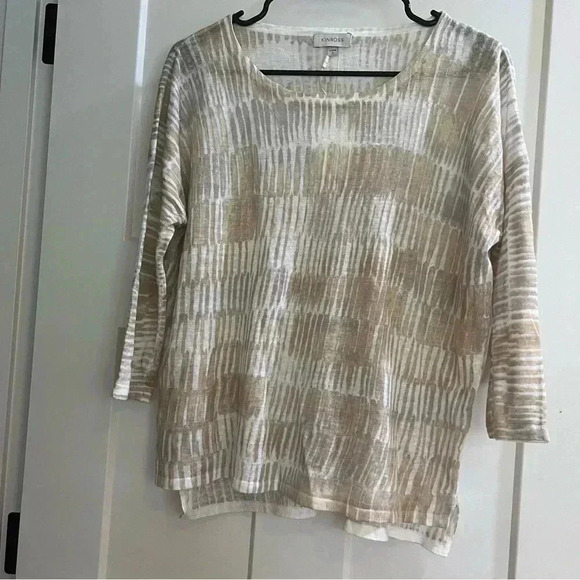 Kinross linen sweater beachwood multicolor women’s size small 3/4 sleeve NEW - Picture 2 of 8